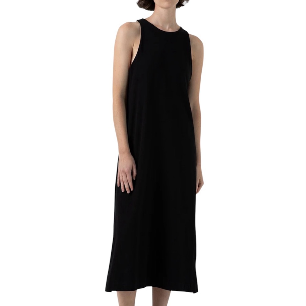 ON 34th Black Sleeveless Ribbed Knit Midi Dress